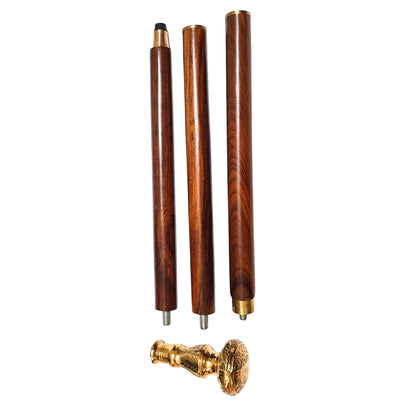 Baston elegant pliabil pentru mers, cu mâner din alamă - baston maro din lemn, cu posibilitate de gravare - cadou ideal pentru seniori, cu stilizare retro - lungime maximă 96 cm