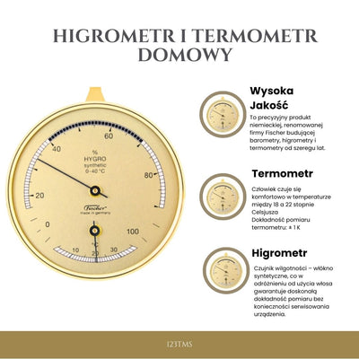 Higrometr i termometr domowy Fischer 123TMS z możliwością personalizacji grawerem
