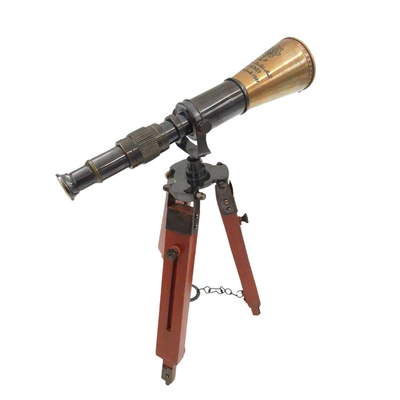 Lunetă din alamă pe trepied, cu posibilitate de personalizare prin gravură - element decorativ elegant pentru cadou, înălțime reglabilă până la 30 cm