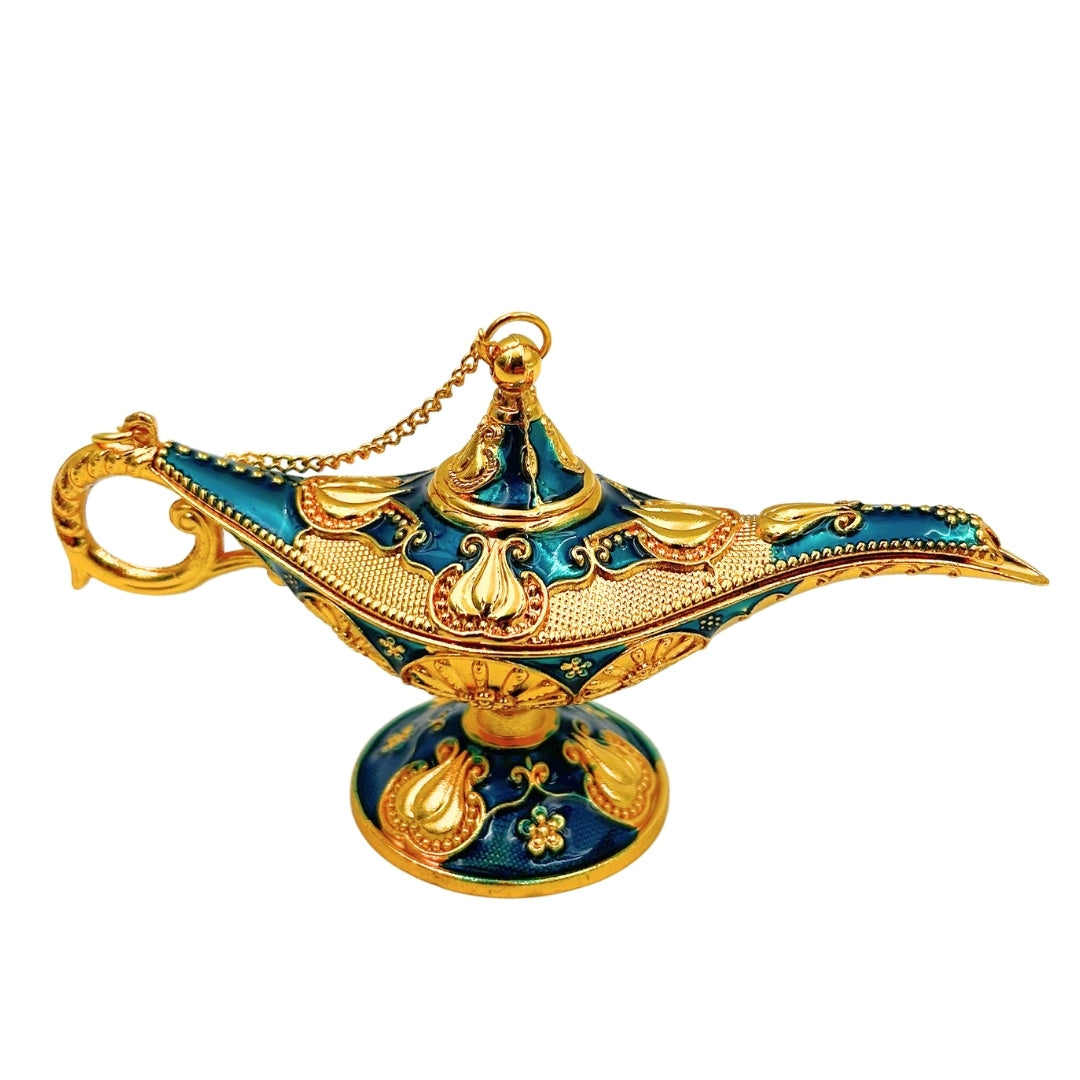 Lampă metalică Aladdin albastru-închis și aurie, 12cm, cu posibilitate de personalizare prin gravură