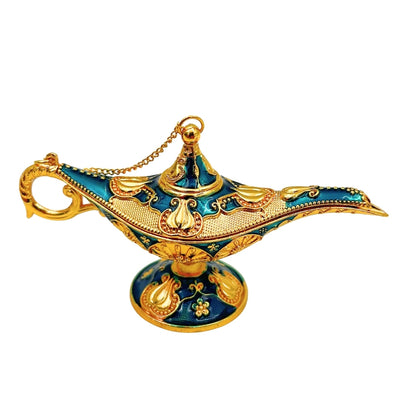 Lampă metalică Aladdin albastru-închis și aurie, 12cm, cu posibilitate de personalizare prin gravură
