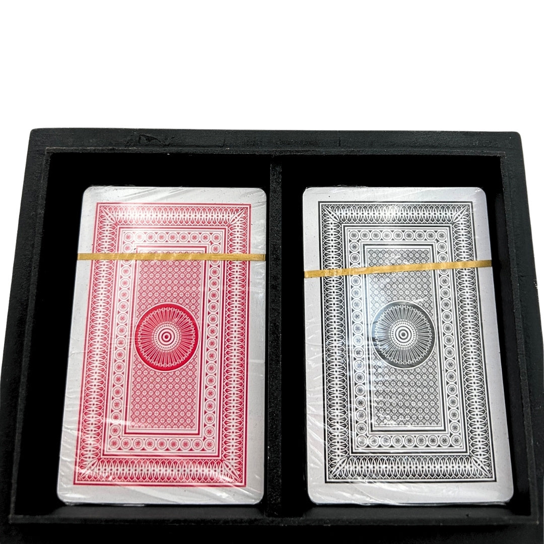 Set elegant de două pachete de cărți în cutie din rășină, cu posibilitate de personalizare prin gravură