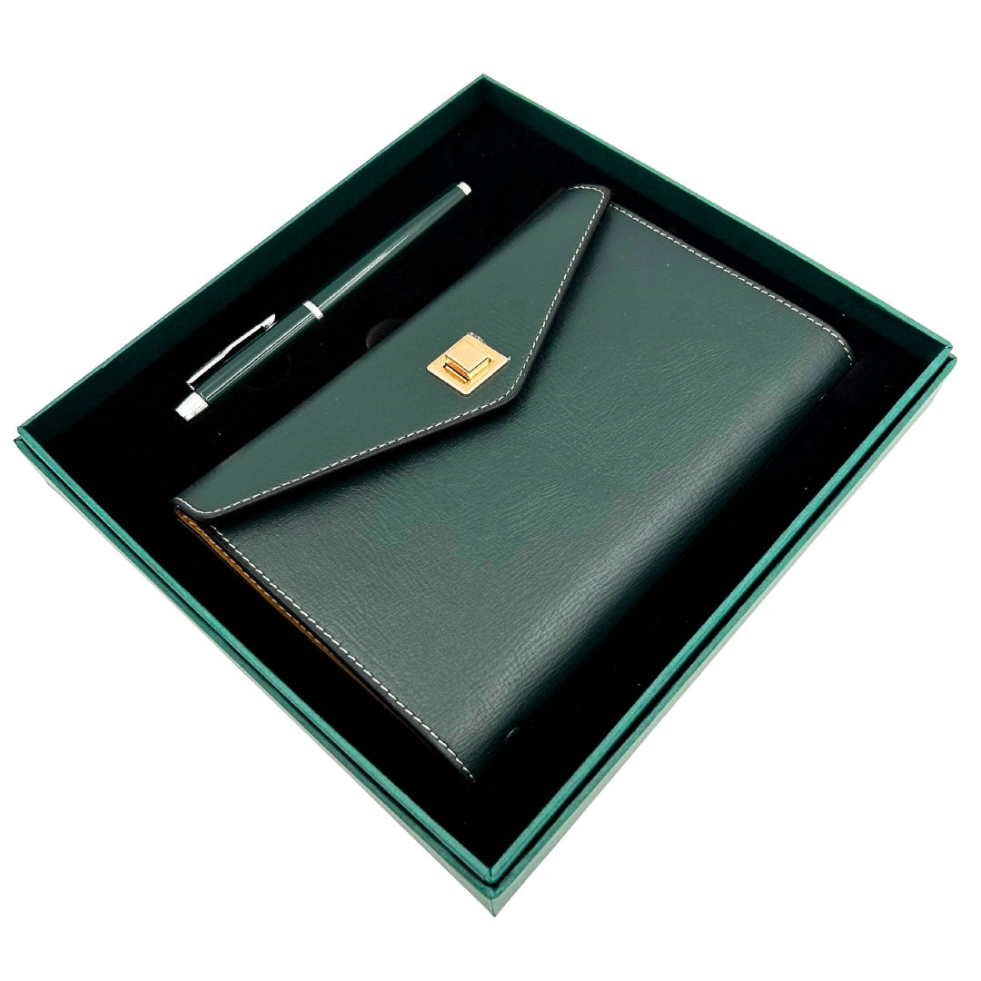 Set cadou elegant cu gravură personalizată - carnet din piele A6 cu pix de înaltă calitate în cutie de cadou luxoasă