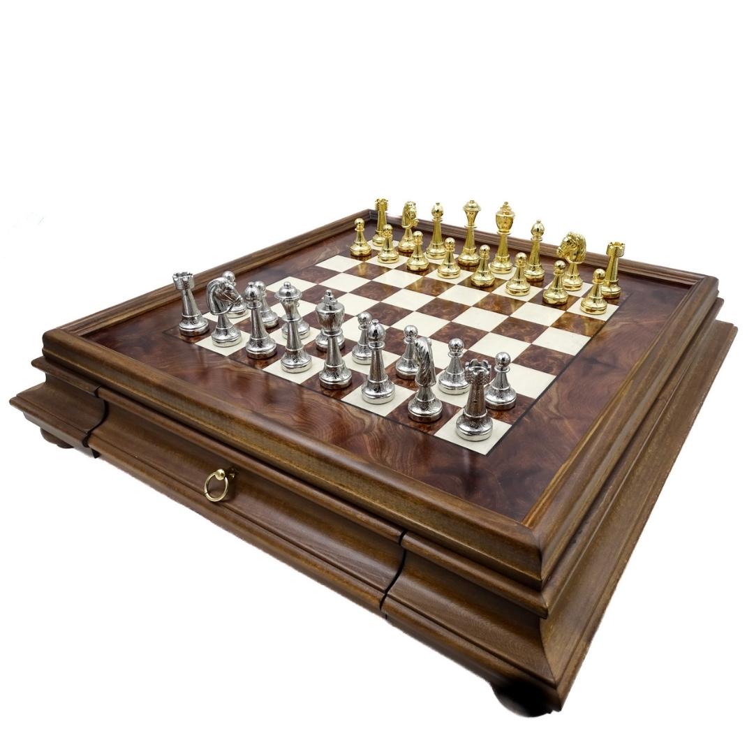Șah mare exclusivist Italfama din metal placat cu aur 53x53 cm – N137
