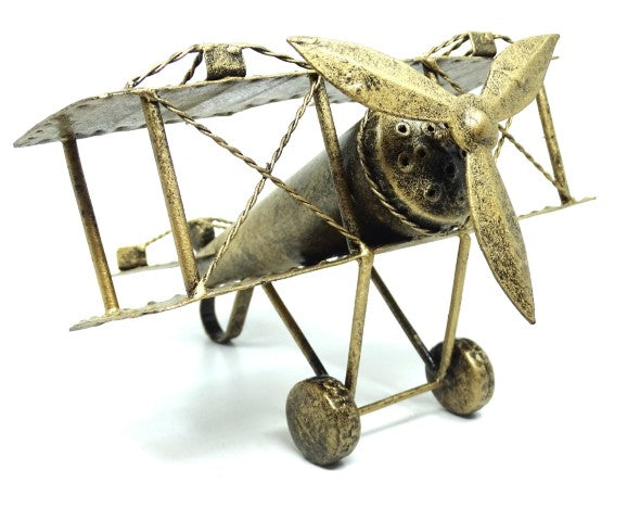 Avion biplan retro NC1389 din metal, cu posibilitate de personalizare prin gravură