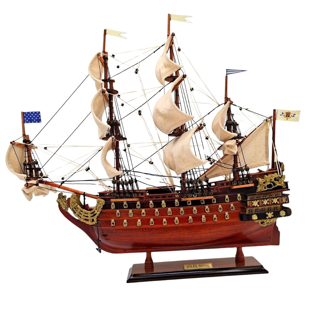 Model Żaglowca Soleil Royal Złożony 46 cm - Ręcznie Wykonany z Drewna Egzotycznego z Możliwością Personalizacji Grawerem