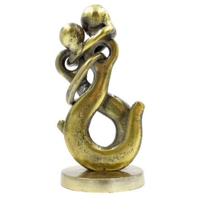 Figurină metalică cu cuplu îndrăgostit, cu gravură