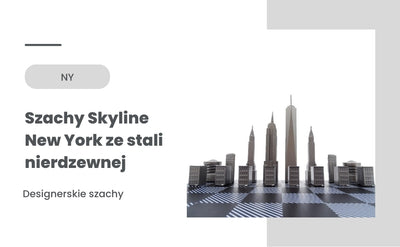Șah Skyline New York cu gravură, din oțel inoxidabil