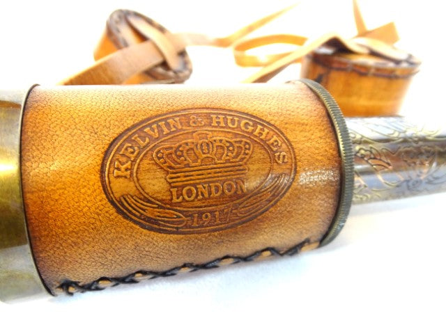 Lunetă retro din alamă cu curea din piele NC1596, cu posibilitate de personalizare prin gravură