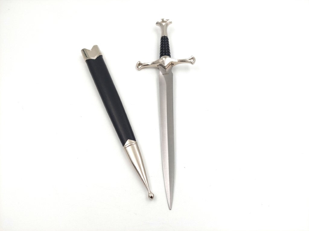 Replică de pumnal cavaleresc medieval 35 cm din oțel inoxidabil, cu teacă ornamentală