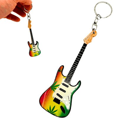 Breloc chitară Bob Marley Reggae, din mahon, cu posibilitate de personalizare prin gravură