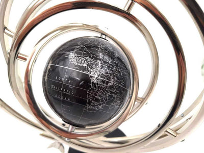 Astrolab sferic cu glob, 44,5 cm, în culoare argintie, cu posibilitate de personalizare prin gravură