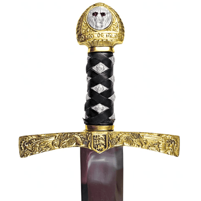 Replică a sabiei Excalibur a regelui Arthur cu gravură – 98,5 cm, lamă din oțel, mâner din alamă