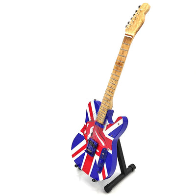 Mini chitară de colecție Rolling Stones UK&Tongue MGT-2301B din lemn de mahon, posibilitate de personalizare prin gravură, cadou ideal pentru orice ocazie, înălțime 27,5 cm