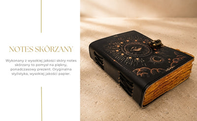 Jurnal Ochiul Cosmic cu gravură - jurnal retro din piele, cu 200 de pagini de hârtie galbenă și piele de capră