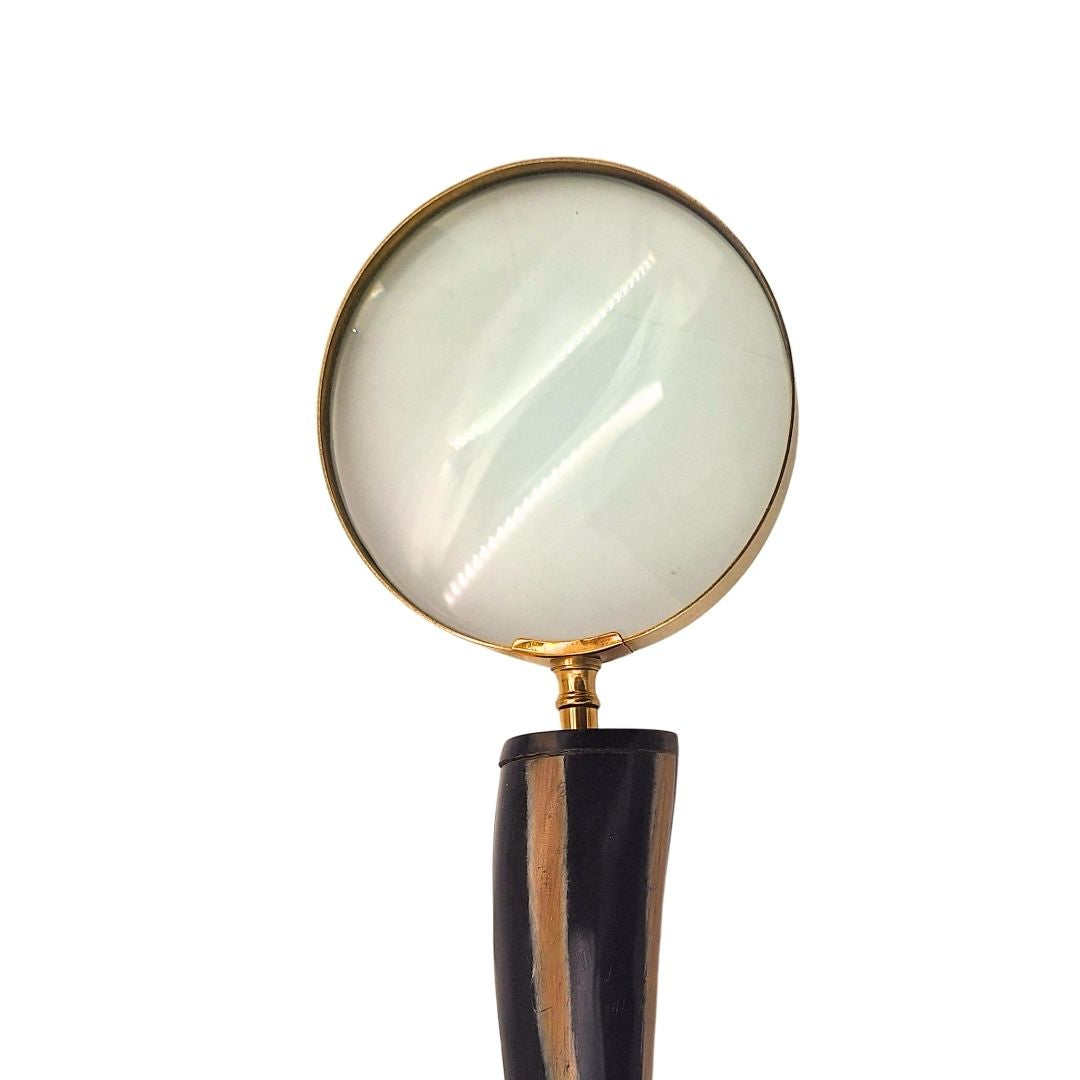 Lupă elegantă de citit retro cu ramă din alamă și mâner din corn de bivol - gravură personalizată - cadou ideal pentru seniori - lentilă de mărire de înaltă calitate 3.5x în stil vintage