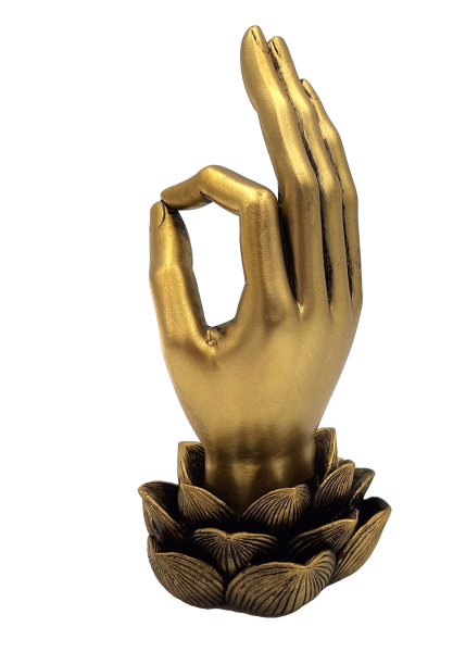 Figurină aurie Mâna lui Buddha Mudra OM - Yoga Floare de lotus - 43724