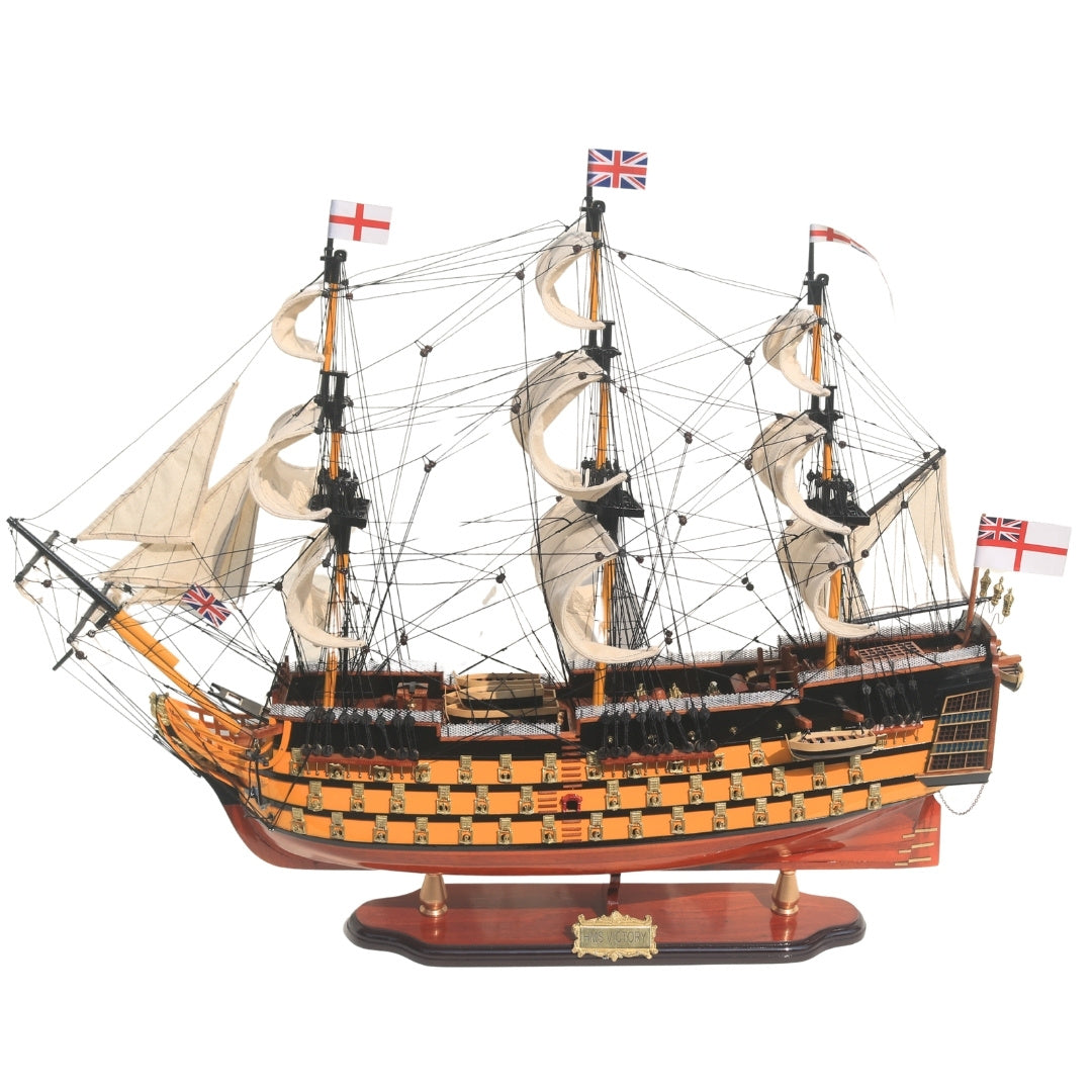 Model Żaglowca HMS Victory 80cm Złożony z Możliwością Personalizacji Grawerem - Ekskluzywna Dekoracja na Prezent, Ręcznie Wykonany z Drewna Egzotycznego, Wysoka Jakość i Dbałość o Szczegóły