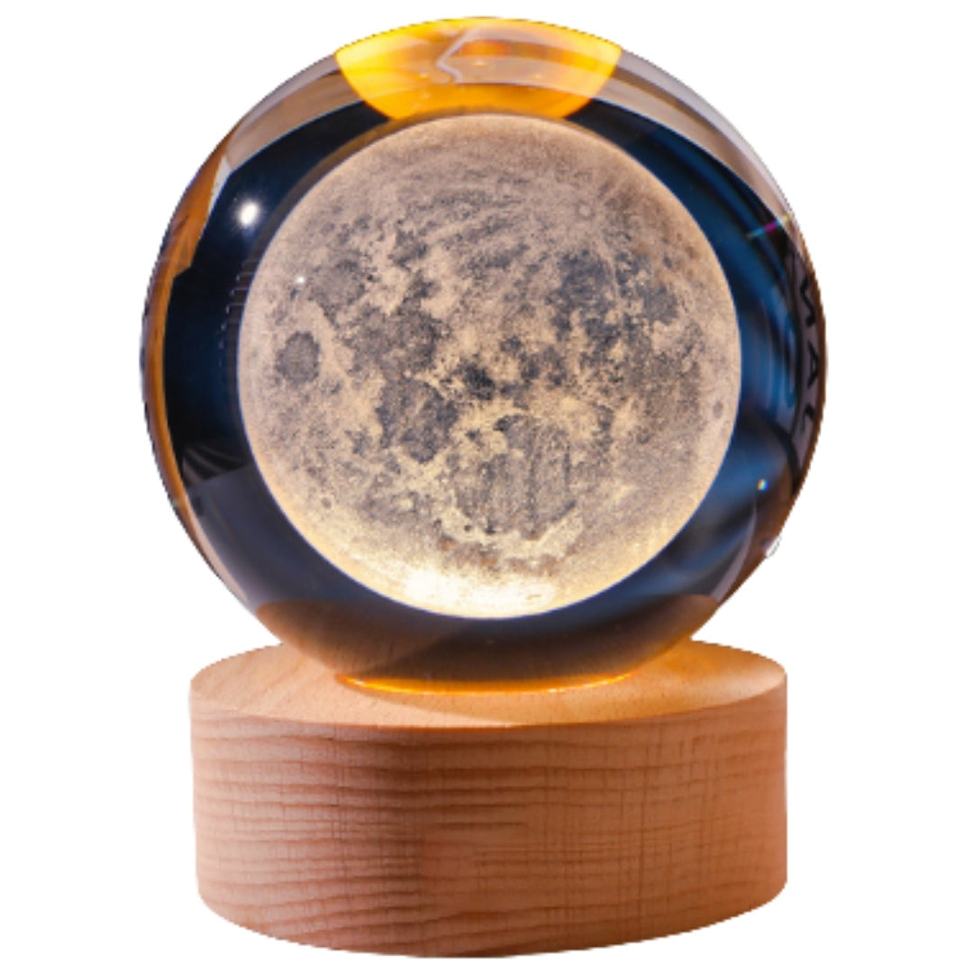 Glob de sticlă 3D Luna, cu gravură