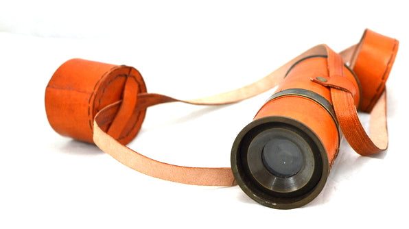 Lunetă retro din alamă cu curea din piele NC1596, cu posibilitate de personalizare prin gravură