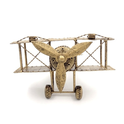 Avion biplan retro NC1389 din metal, cu posibilitate de personalizare prin gravură