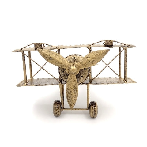 Avion biplan retro NC1389 din metal, cu posibilitate de personalizare prin gravură