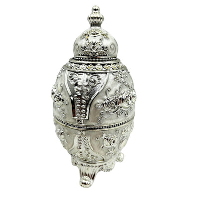 Ou Fabergé argintiu, cu deschidere, cu posibilitate de gravare
