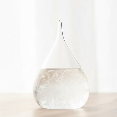Barometru de furtună Fitzroy - Picătură Storm Glass cu posibilitate de personalizare prin gravură - cadou elegant în formă de picătură, înălțime 11 cm, recipient din sticlă cu cristale unice care reacționează la schimbările vremii