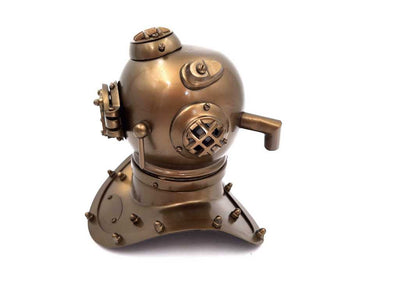 Cască de scafandru US Navy NC2084B aurie, din alamă, cu posibilitate de personalizare prin gravură