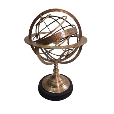 Astrolab din alamă cu gravură – decorațiune elegantă pentru birou, cu înălțimea de 52 cm