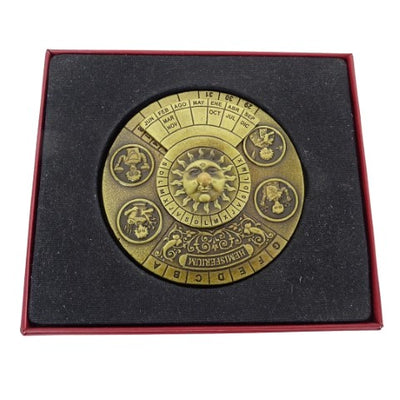 Calendar perpetuu renascentist cu gravură - cadou personalizat pentru anii 1600-2799, decor elegant pentru birou, diametru 9 cm, stil renascentist
