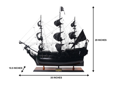 Model de corabie pirat Perla Neagră BP80R cu posibilitate de personalizare prin gravură, lungime 89 cm, cadou exclusivist pentru orice ocazie, meșteșug artistic, bază din lemn