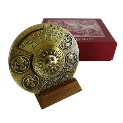 Calendar perpetuu renascentist cu gravură - cadou personalizat pentru anii 1600-2799, decor elegant pentru birou, diametru 9 cm, stil renascentist