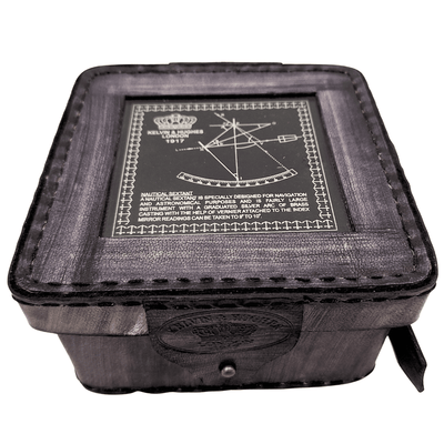 Sextant din alamă cu gravură personalizată în cutie din piele