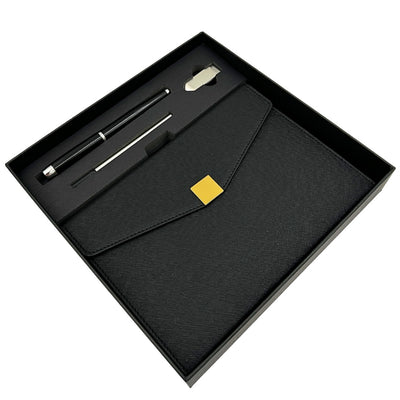 Set cadou elegant Premium – agendă A5 cu pix și pendrive 16GB în cutie – negru-auriu – EE9