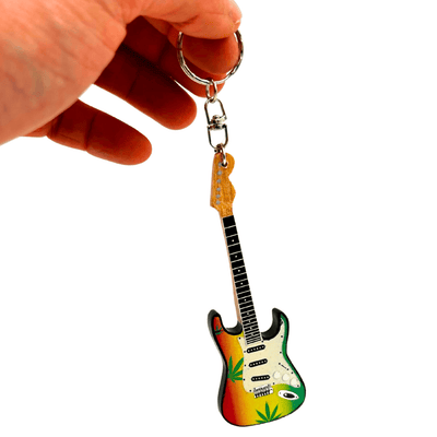 Breloc chitară Bob Marley Reggae, din mahon, cu posibilitate de personalizare prin gravură