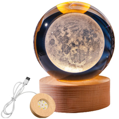 Glob de sticlă 3D Luna, cu gravură