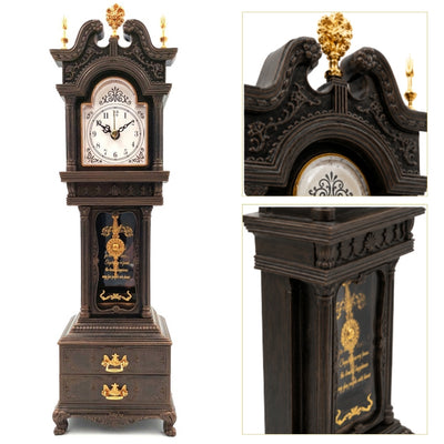 Ceas de bunic retro cu cutie muzicală și gravură personalizată, casetă elegantă pentru obiecte mici, înălțime 37,5 cm, cadou ideal în stil vintage