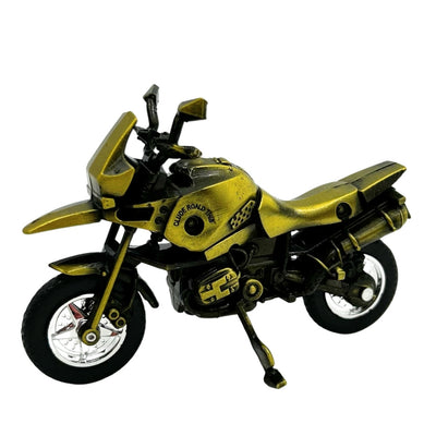 Model de motocicletă metalică HJ1 în culoare verde închis, cu posibilitate de personalizare prin gravură