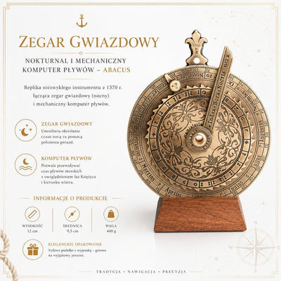 Ceas stelar nocturnal, calculator mecanic al mareelor Abacus H31, cu gravură personalizată