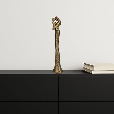 Figurină modernă Mamă cu copil, aurie, cu gravură personalizată - Înălțime 27 cm - Cadou ideal de Ziua Mamei, pentru zi de naștere sau casă nouă - Stil glamour cu elemente negre - Polirășină