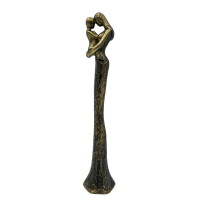 Figurină modernă Mamă cu copil, aurie, cu gravură personalizată - Înălțime 27 cm - Cadou ideal de Ziua Mamei, pentru zi de naștere sau casă nouă - Stil glamour cu elemente negre - Polirășină