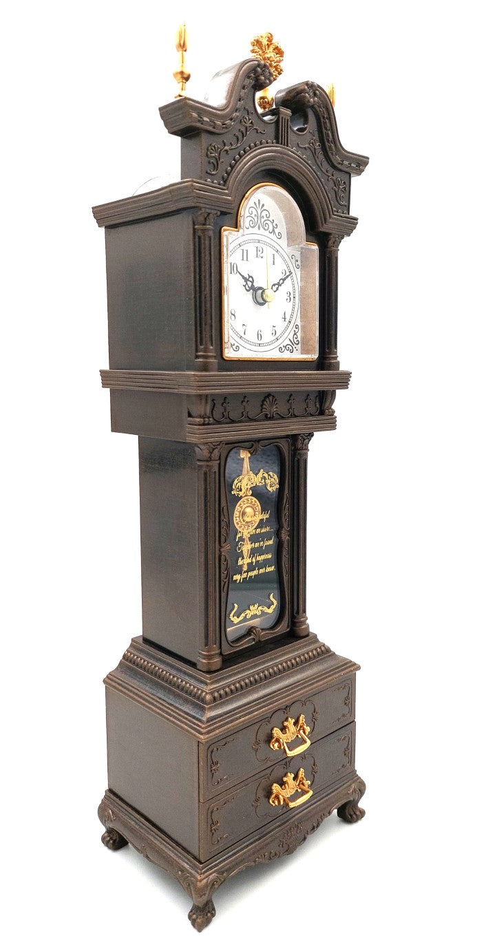 Ceas de bunic retro cu cutie muzicală și gravură personalizată, casetă elegantă pentru obiecte mici, înălțime 37,5 cm, cadou ideal în stil vintage