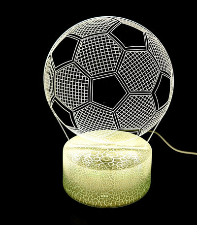 Lampka nocna Piłka z możliwością personalizacji grawerem - Idealny prezent dla miłośników piłki nożnej - 17 cm wysokości - 3 kolory do wyboru - Zasilanie USB lub 3 baterie AAA