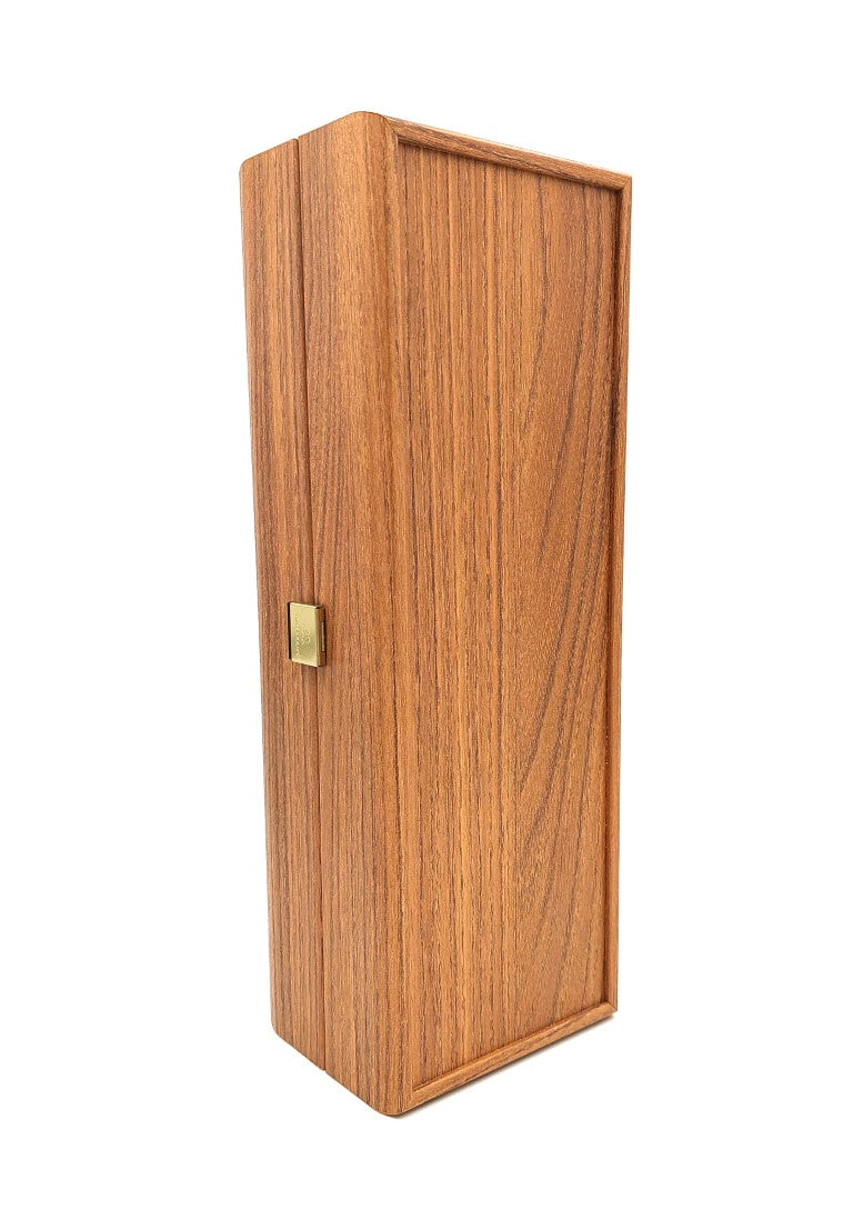 Ekskluzywne drewniane pudełko na butelkę wina BWXL30 z możliwością personalizacji grawerem, orzechowe, idealne na prezent, wymiary 35x14x10 cm