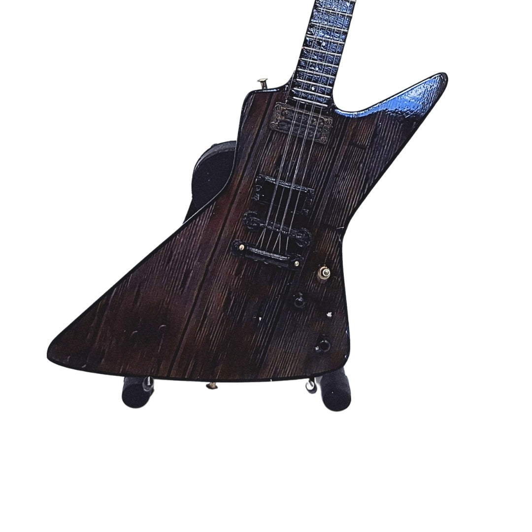 Mini chitară Metallica James Hetfield MGT-8860 cu gravură - Decorațiune din mahon 27,5 cm, cadou pentru fanii rock și colecționari