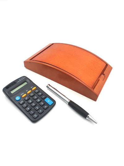Pix și calculator într-o cutie elegantă din lemn G133H cu căptușeală crem, posibilitate de personalizare prin gravură, ideal pentru cadou, dimensiuni 210 x 120 x 40 mm