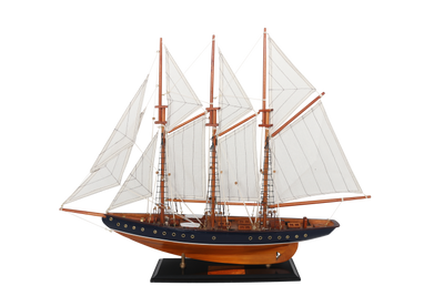 Model de goeletă Atlantic 72cm - replică a navei legendare, personalizabilă prin gravură - cadou ideal pentru iubitorii de navigație - realizat din lemn, cu vele din material textil