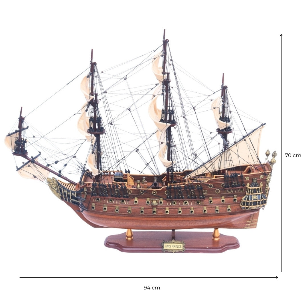 Model mare exclusiv al velierului HMS Prince 94cm, cu posibilitate de personalizare prin gravură