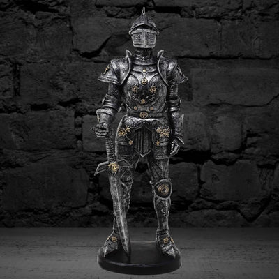 Figurină decorativă cavaler în armură 39cm argintie, cu posibilitate de personalizare prin gravură